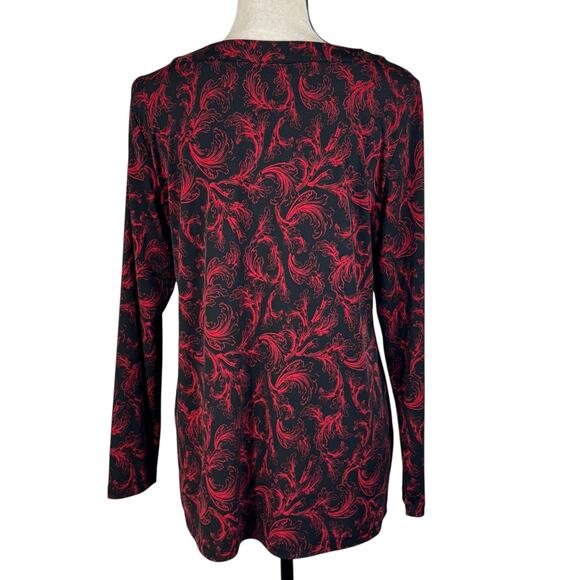 Christopher & Banks Petite Large Top Stretch Long Sleeves Keyhole Cutouts Multi - Picture 4 of 8